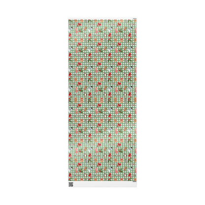 Green Checkered Christmas Custom Wrapping Paper (Karen)