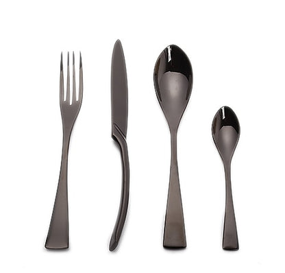 4PCS Set Black Stainless Steel Cutlery Korean Dinnerware Set