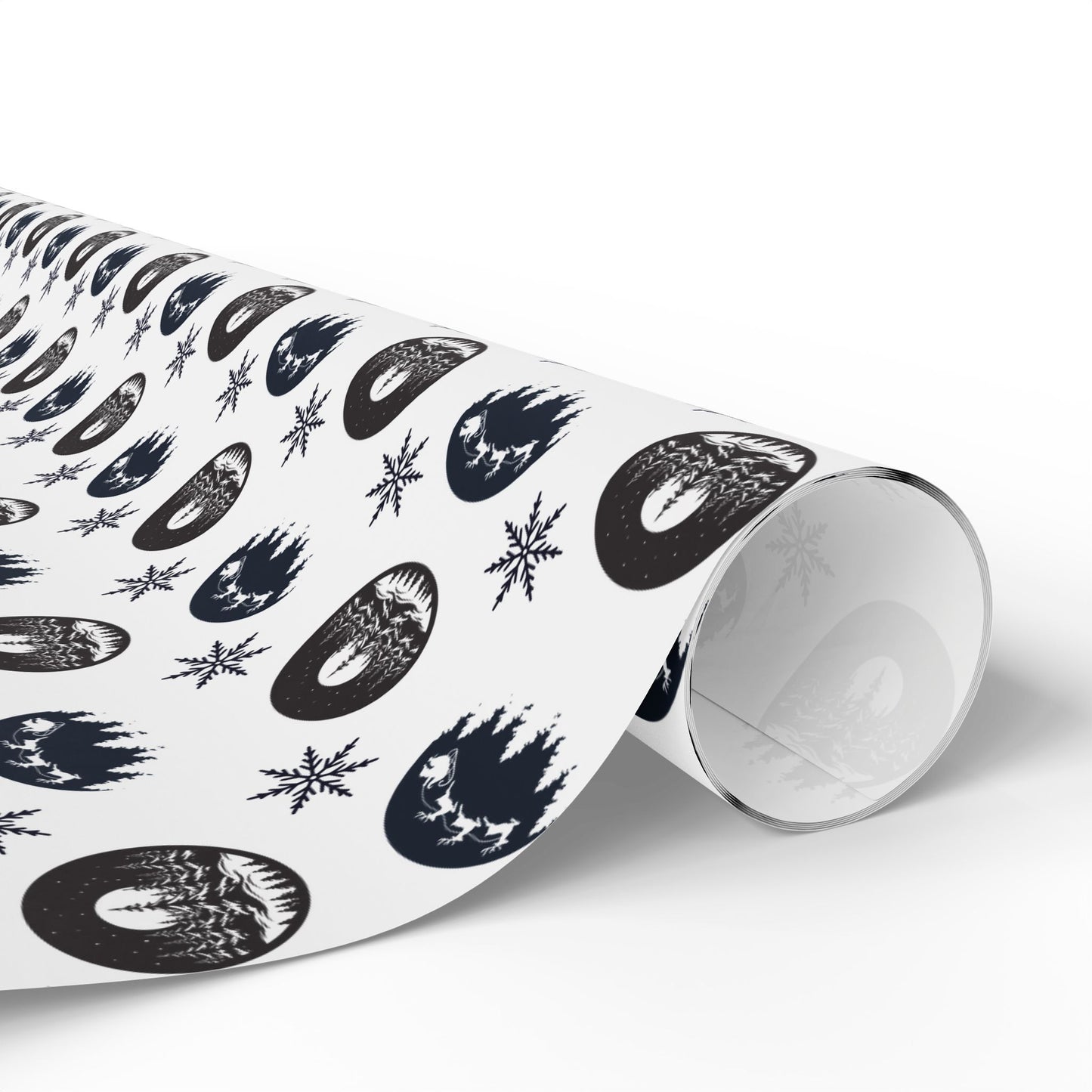 Round Christmas Nights Silhouette Wrapping Paper