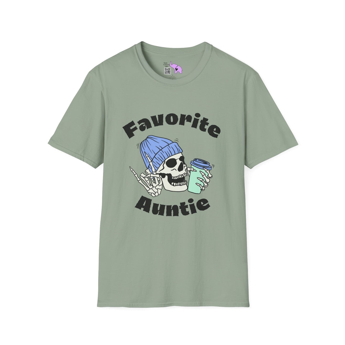 Favorite Auntie Skull Green/Blue Adult T-shirt
