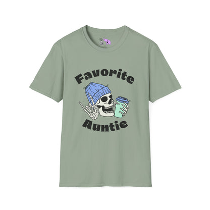 Favorite Auntie Skull Green/Blue Adult T-shirt