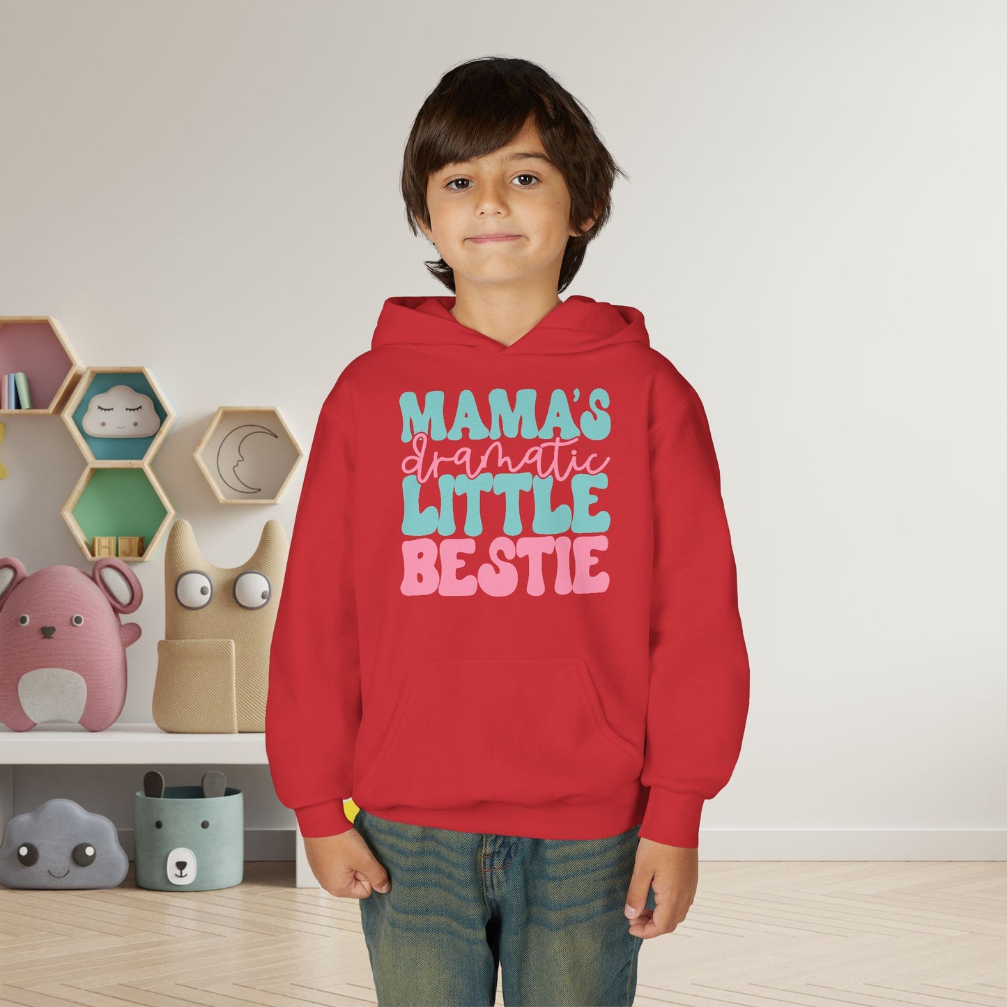 Mama's Dramatic Little Bestie Youth Heavy Blend Hoodie