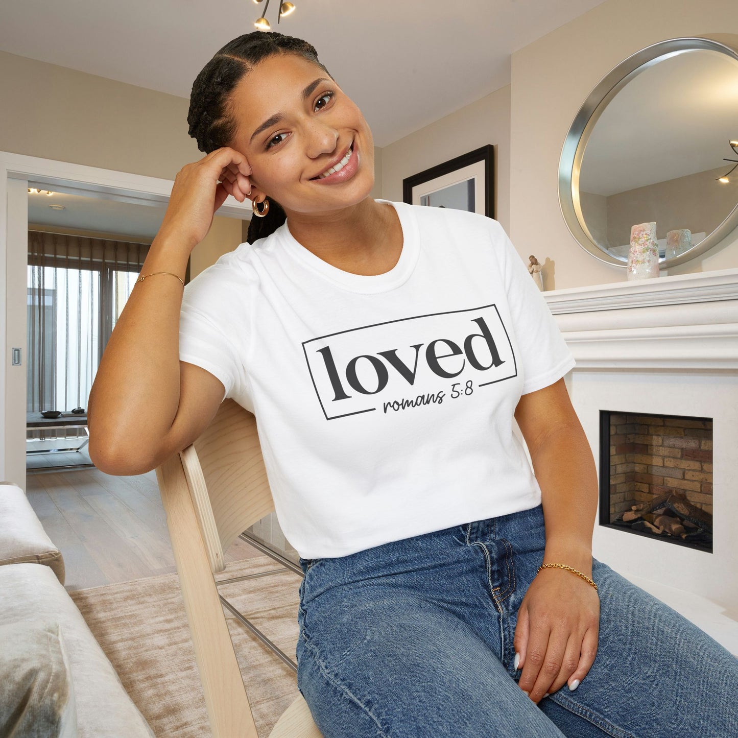 Loved Romans 5:8 Adult T-shirt