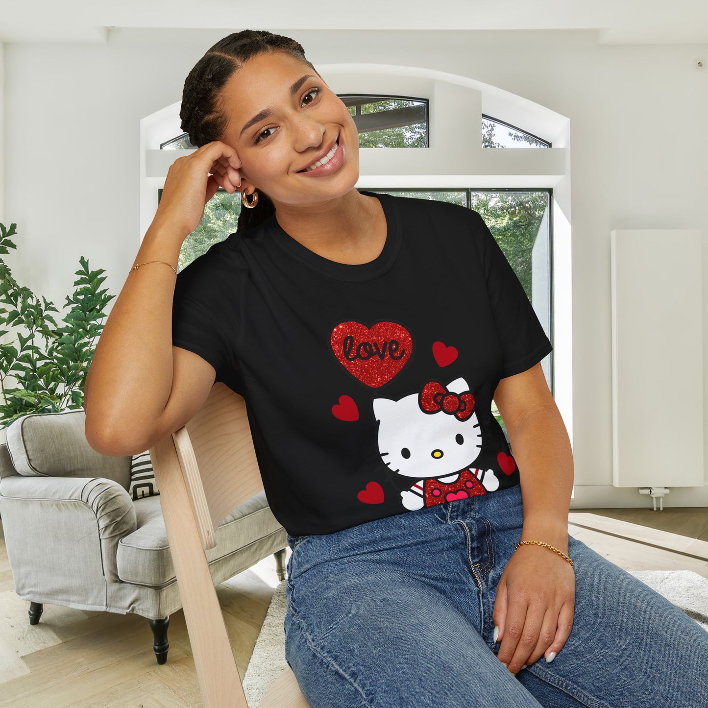 Valentines Hello Kitty Love Adult Unisex Tshirt