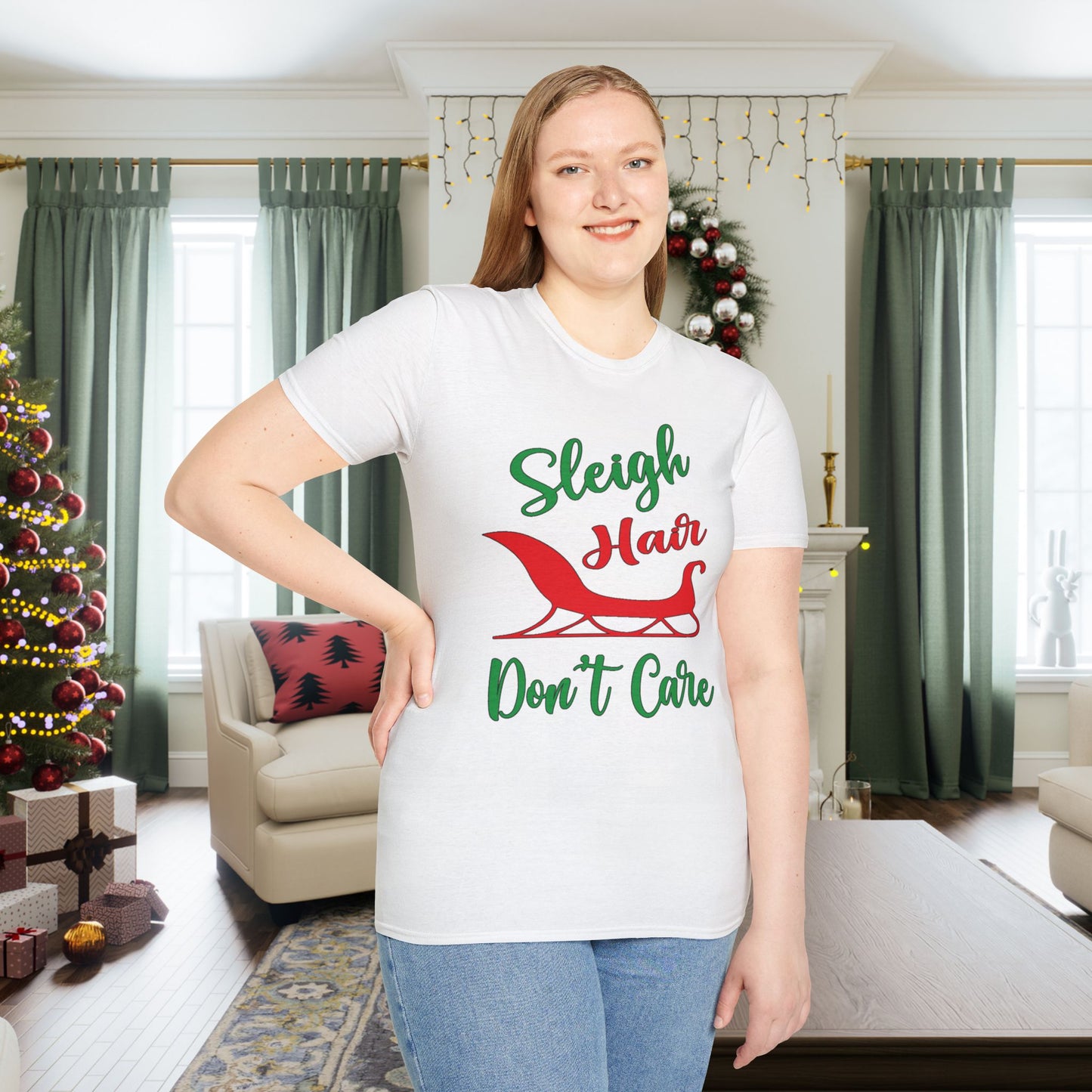 Sleigh Hair Don't Care Adult T-shirt