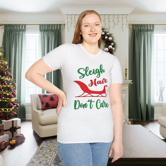 Sleigh Hair Don't Care Adult T-shirt