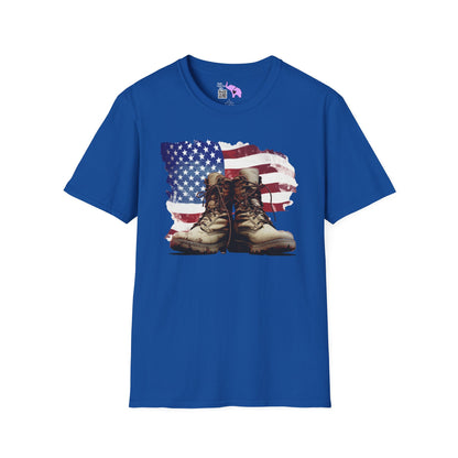 American Flag & Boots Adult T-shirt