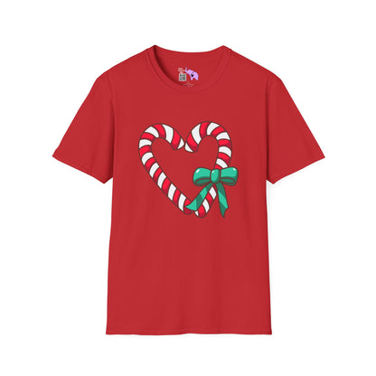 Candy Cane Heart Adult T-shirt