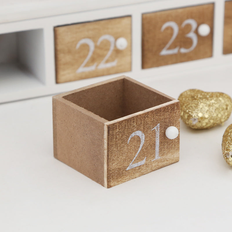 Wooden Advent Calendar with Drawers – Santa Sleigh & Reindeer Silhouette