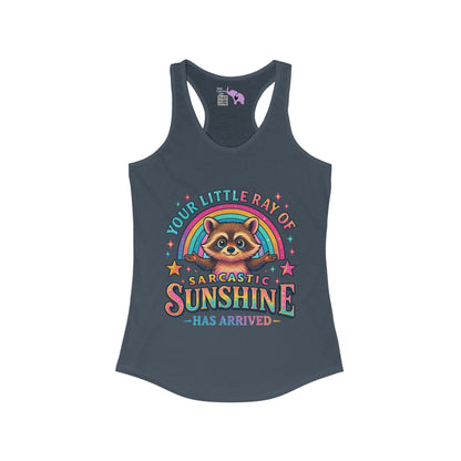 Your Little Ray of Sarcastic Sunshine is Here Women's Ideal Racerback Tank