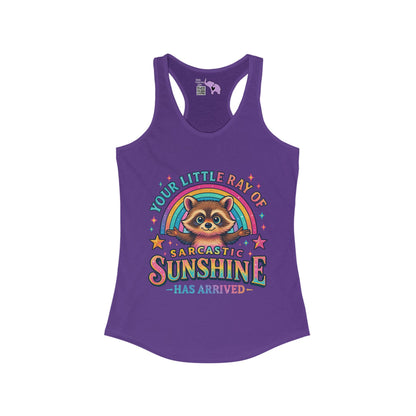 Your Little Ray of Sarcastic Sunshine is Here Women's Ideal Racerback Tank