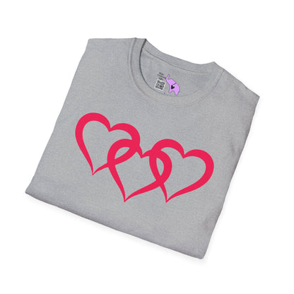 Triple Heart Adult Unisex Tshirt