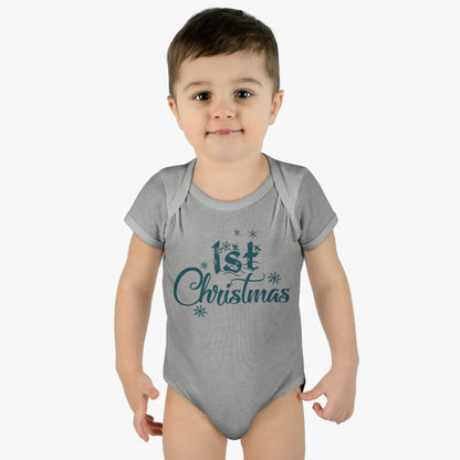 1st Christmas Infant Baby Rib Bodysuit