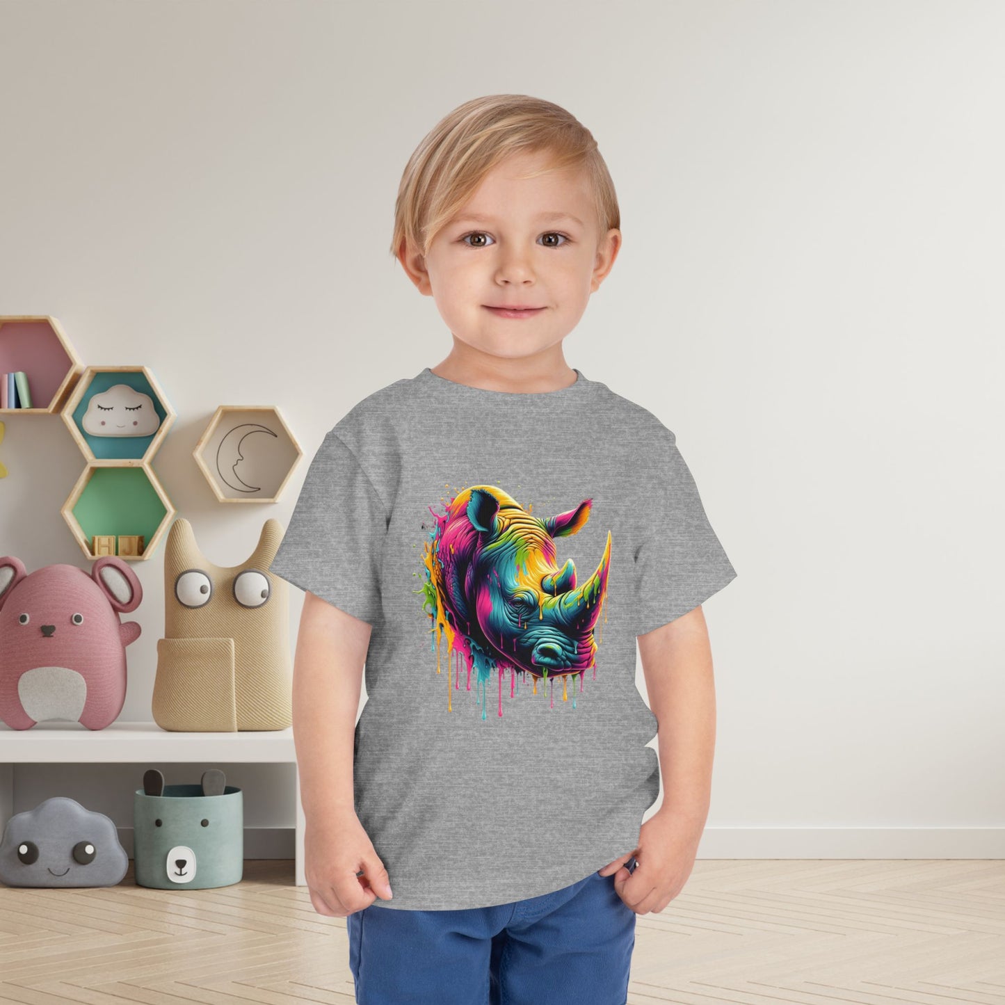 Colorful Rhino Toddler Tee