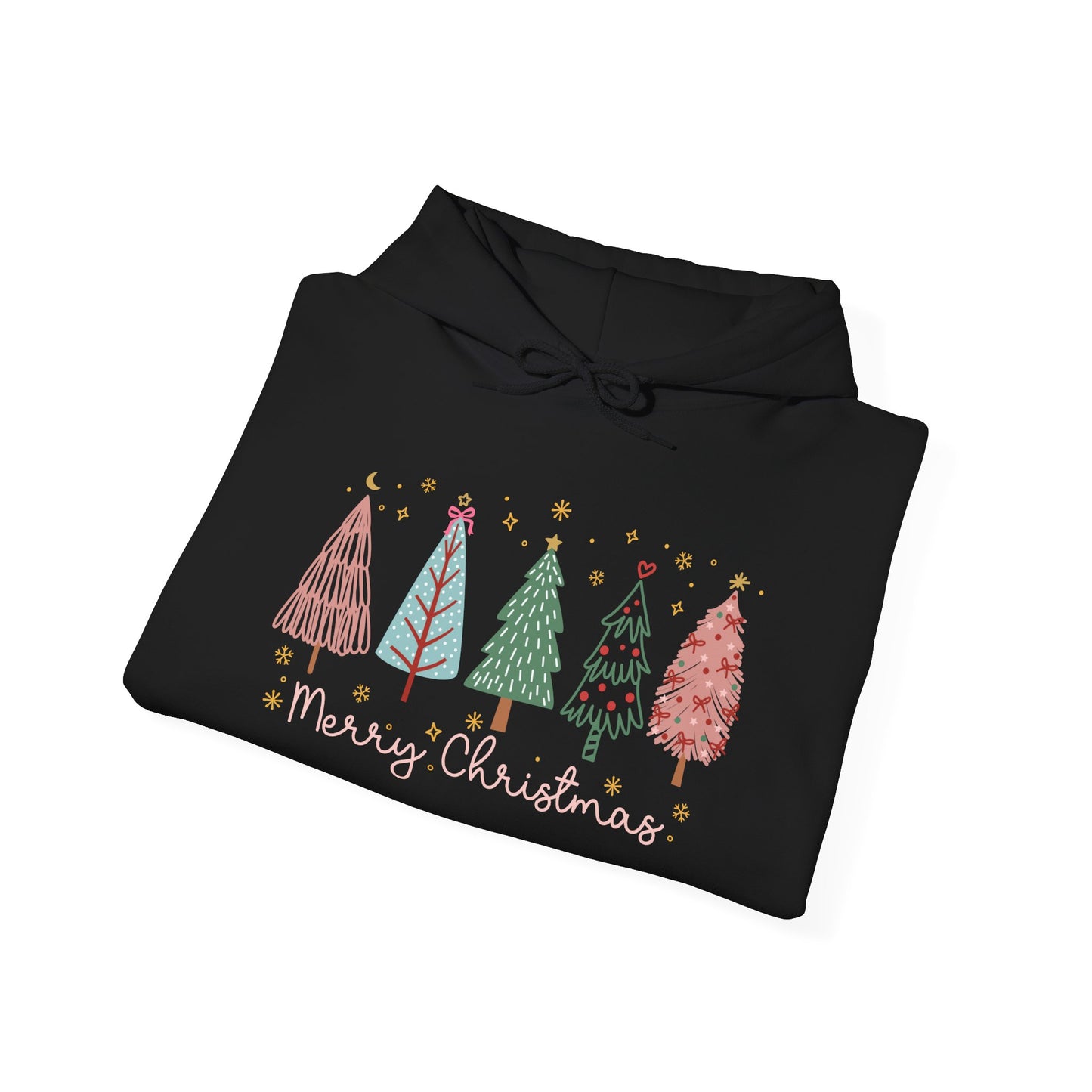 Merry Christmas Trees & Stars Adult Heavy Blend™ Hoodie
