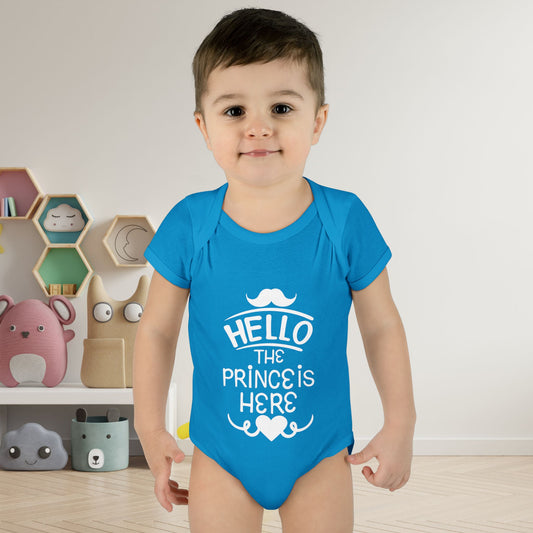 Hello The Prince Is Here Infant Baby Rib Bodysuit