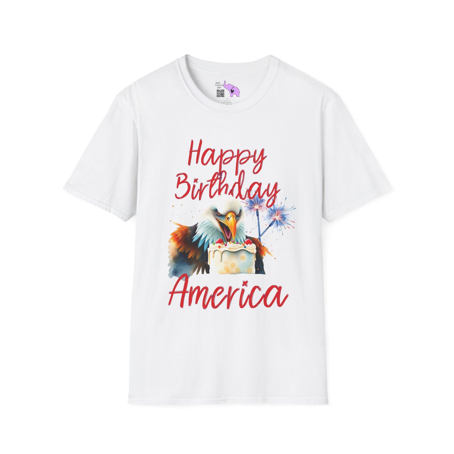 Happy Birthday America (Eagle Eating Cake) Adult T-shirt