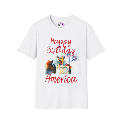 Happy Birthday America (Eagle Eating Cake) Adult T-shirt