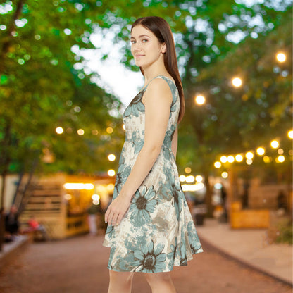 Rustic Teal Daisy Women's Skater Dress
