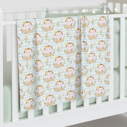 Monkey in Bloom Baby Swaddle Blanket