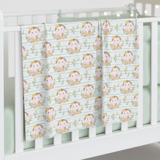 Monkey in Bloom Baby Swaddle Blanket