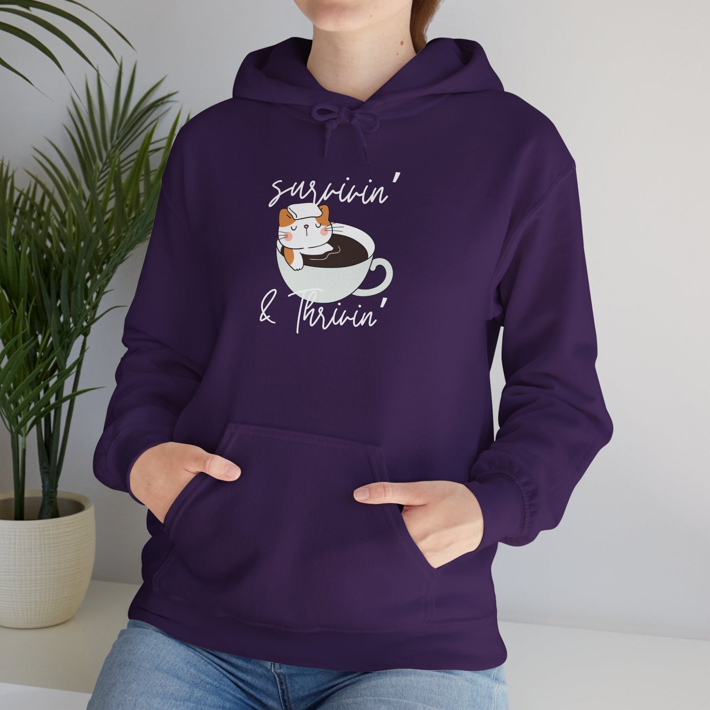 Survivin' and Thrivin' Cat Heavy Blend™ Hooded Sweatshirt