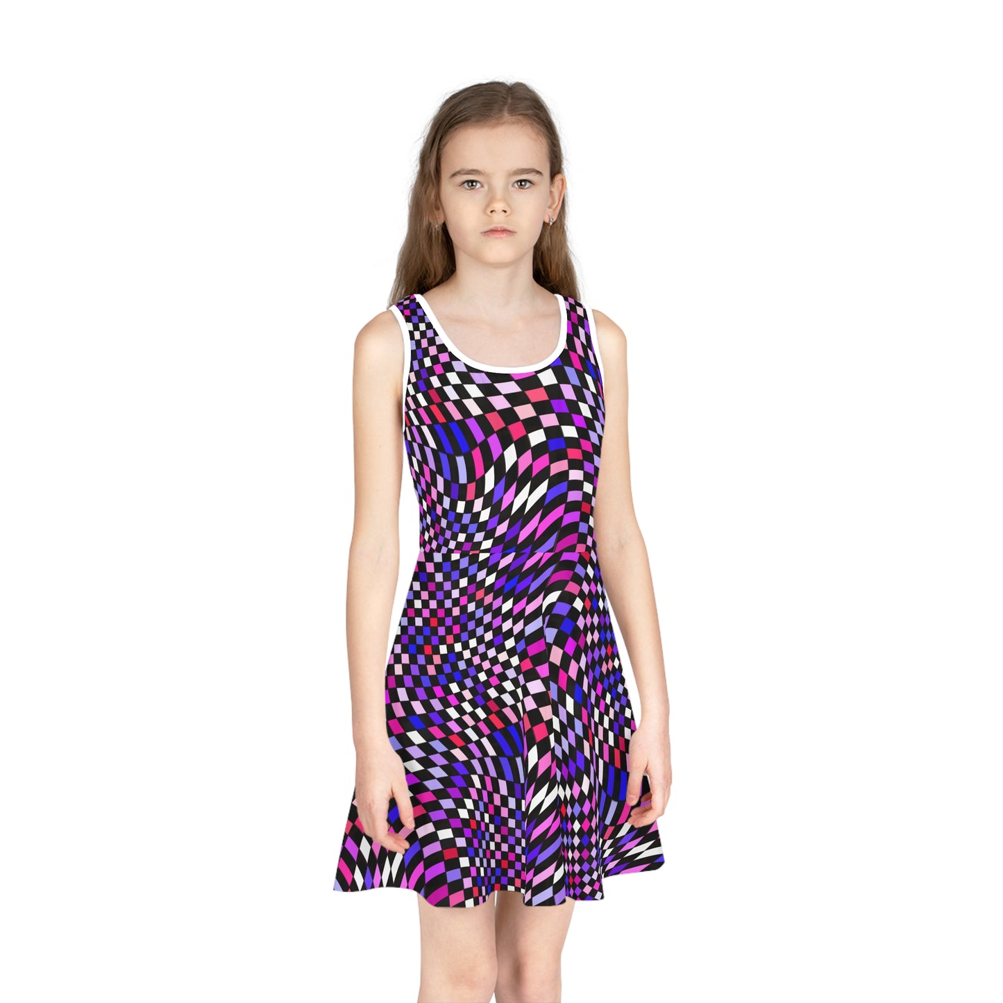 Warped Purple Checkered Girls Sundress