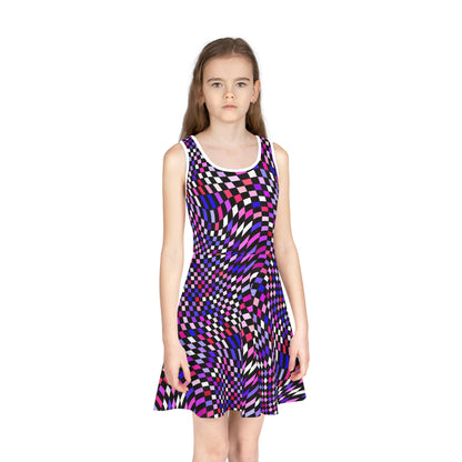 Warped Purple Checkered Girls Sundress