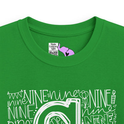 I Am Nine Typography Youth Softstyle Tee