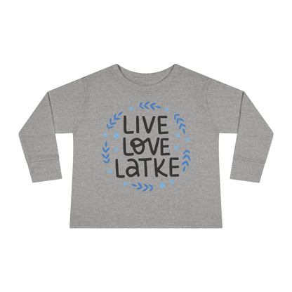 Hanukkah Live Love Latke Toddler Long Sleeve Tee