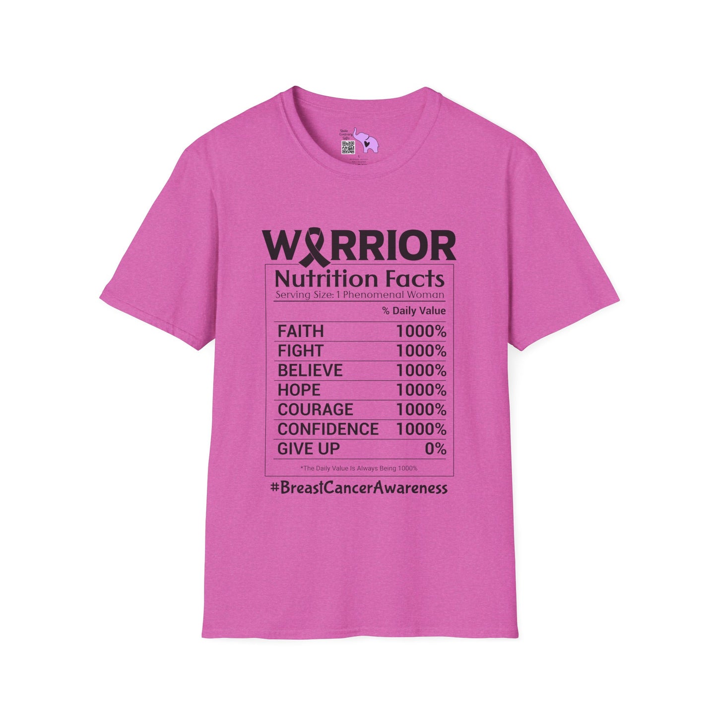 Breast Cancer Warrior Nutrition Facts Adult T-shirt