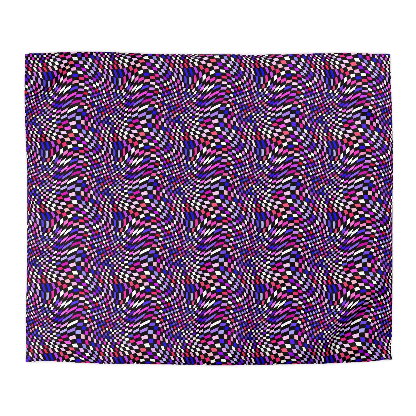 Warped Purple Checkered Microfiber Duvet Cover