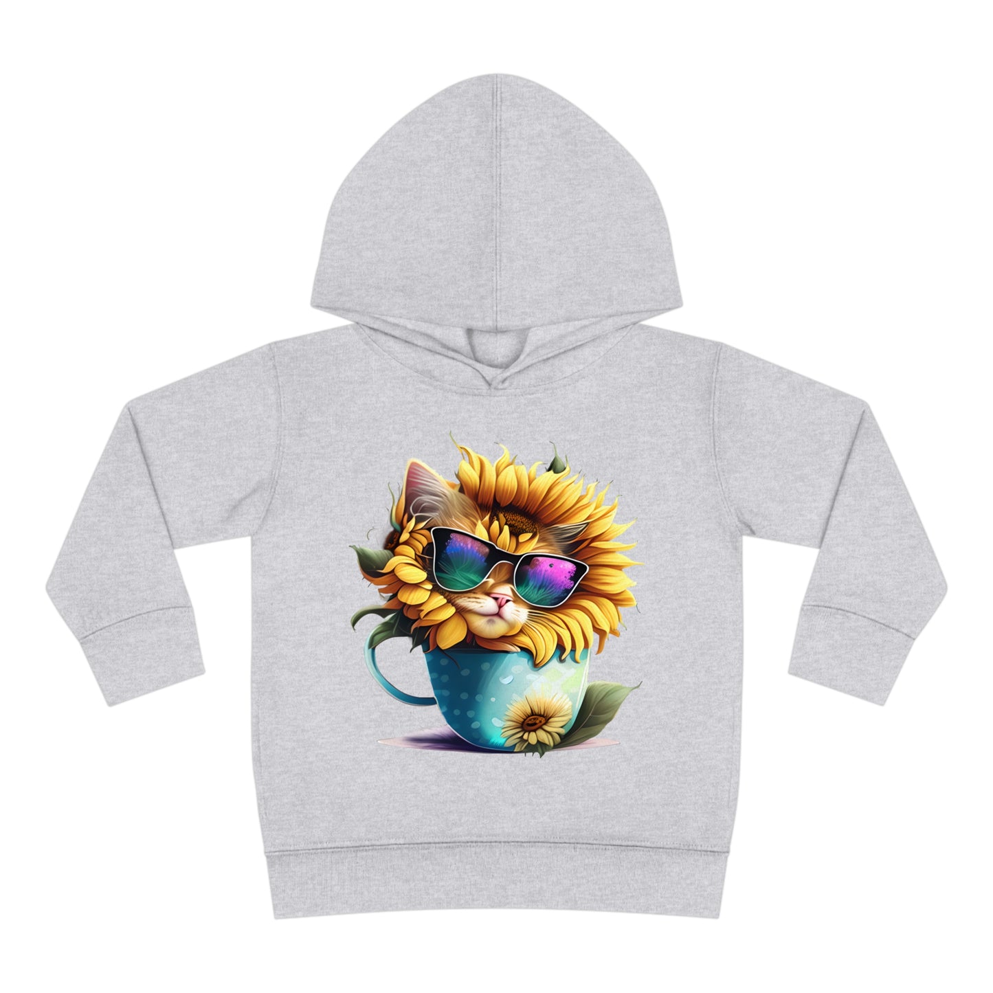 Cool Sunflower Kitten 1 Toddler Pullover Fleece Hoodie