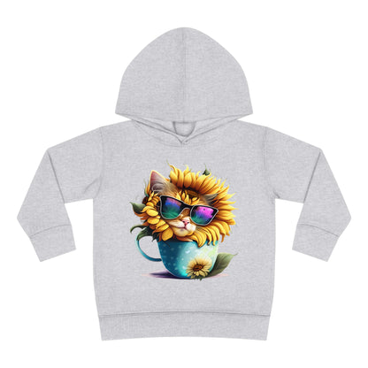 Cool Sunflower Kitten 1 Toddler Pullover Fleece Hoodie