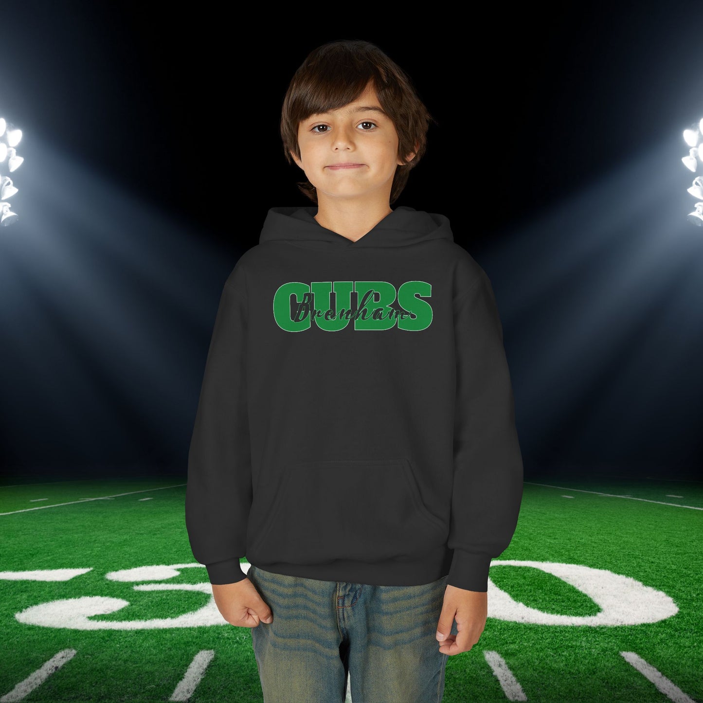 Brenham Cubs Double Text Youth Heavy Blend Hoodie