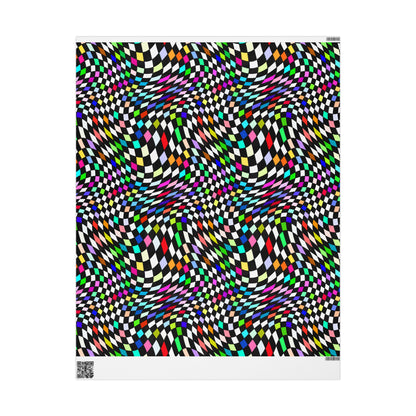 Warped Colorful Checkered Wrapping Paper