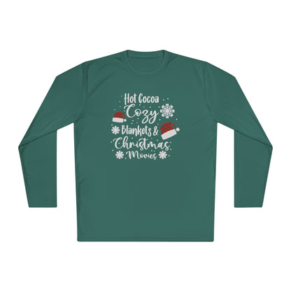 Hot Cocoa, Cozy Blankets & Christmas Movies Adult Long Sleeve Tee