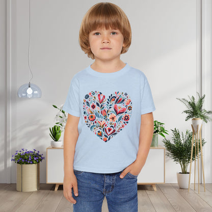Floral Heart Heavy Cotton™ Toddler T-shirt