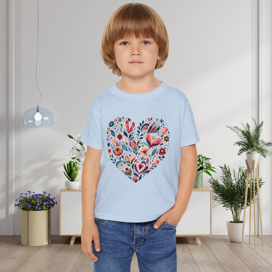 Floral Heart Heavy Cotton™ Toddler T-shirt