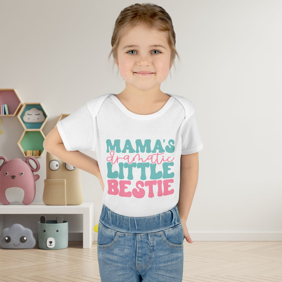 Mama's Dramatic Little Bestie Baby Rib Bodysuit