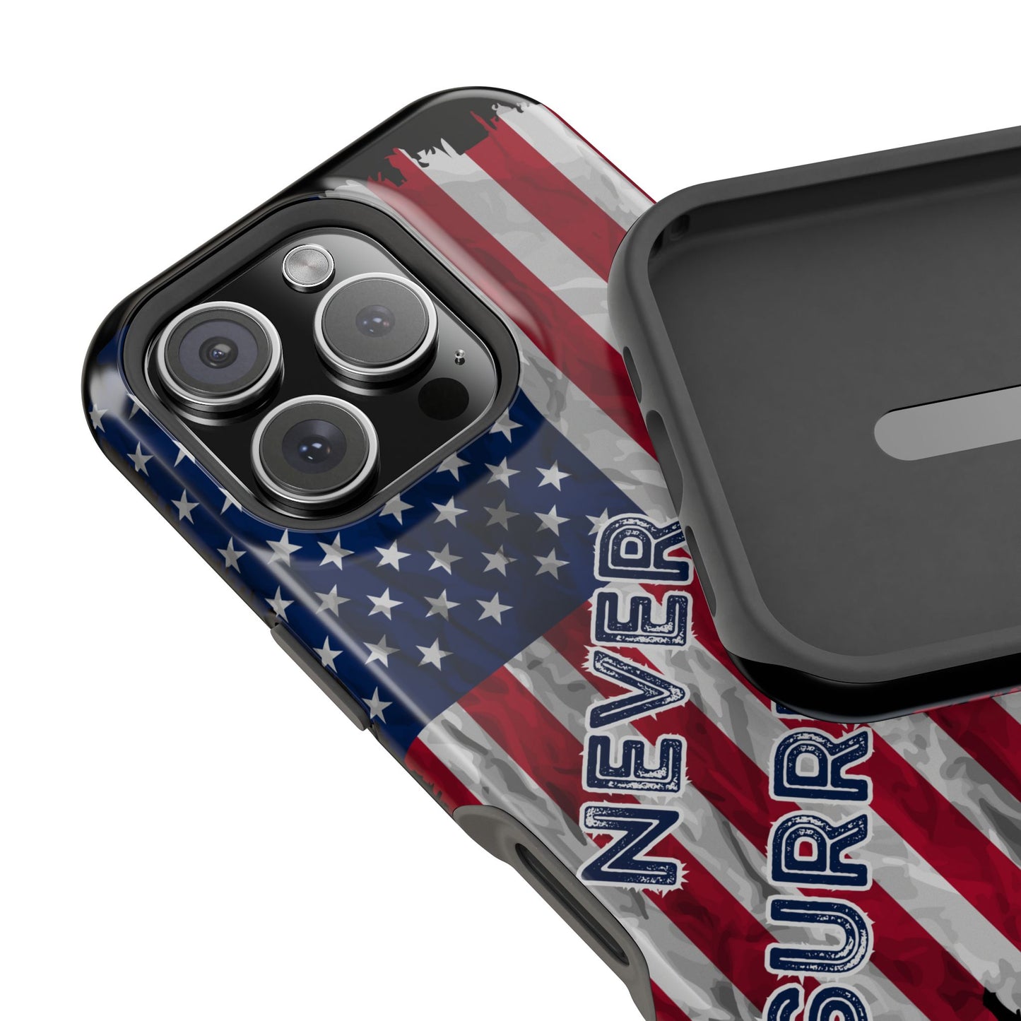 Never Surrender American Flag MagSafe® Compatible Tough Case for iPhone