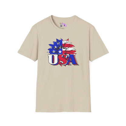 USA Red, White, and Blue Flag Sunflower Adult T-shirt