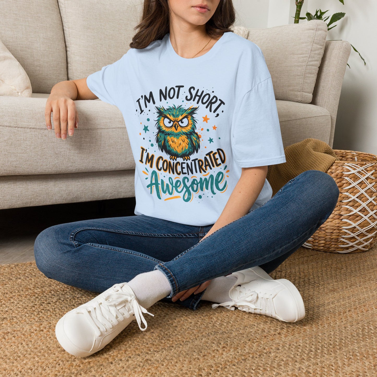 ""I'm Not Short I'm Concentrated Awesome (Owl) Adult T-shirt