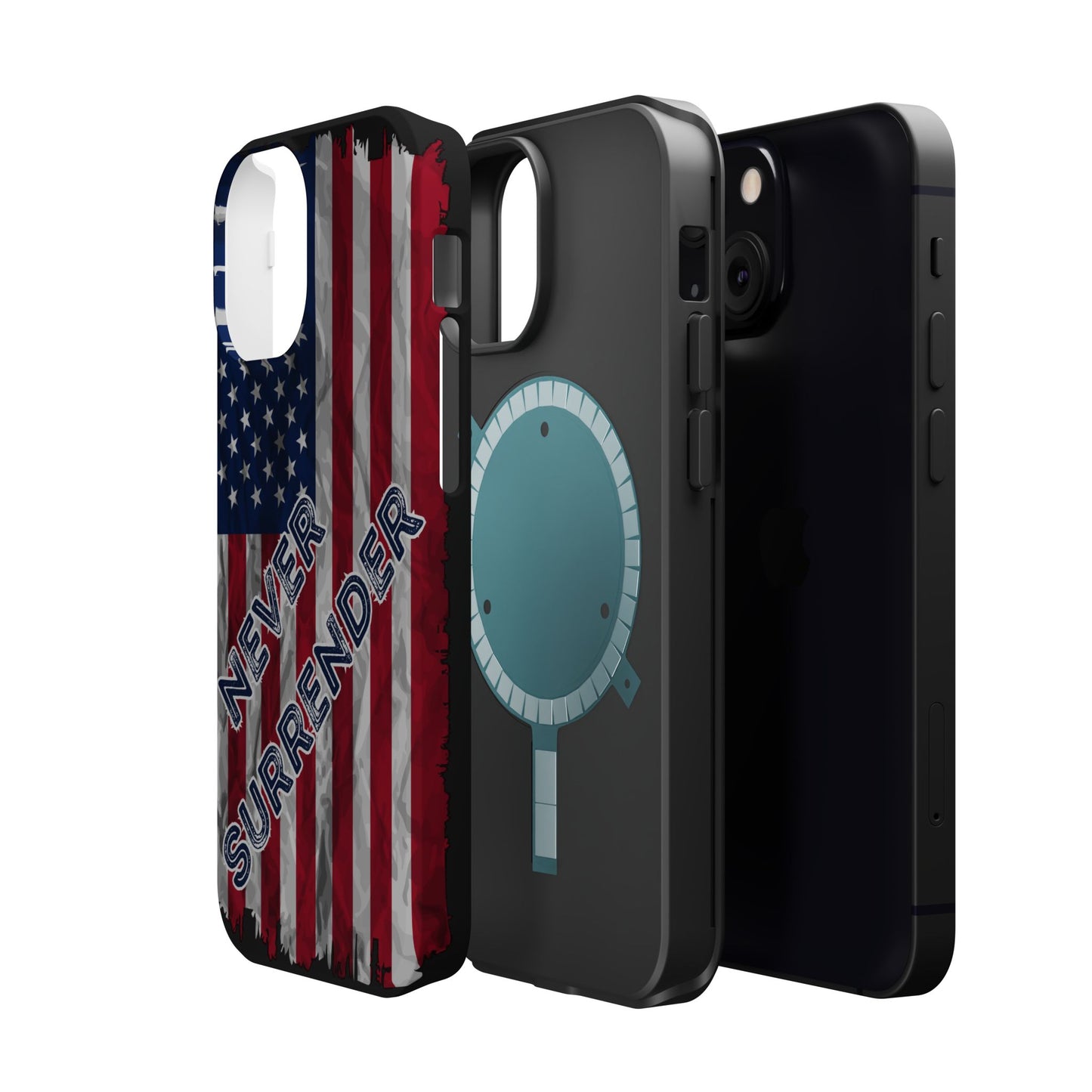 Never Surrender American Flag MagSafe® Compatible Tough Case for iPhone