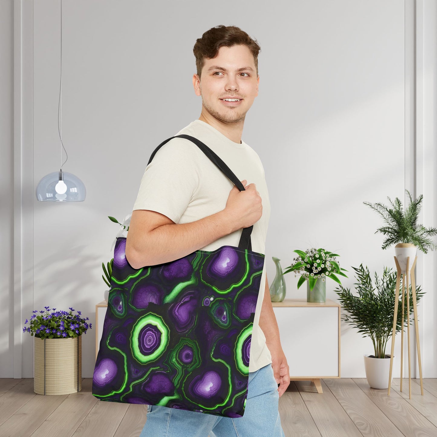 Amethyst & Lime Fracture Canvas Tote Bag