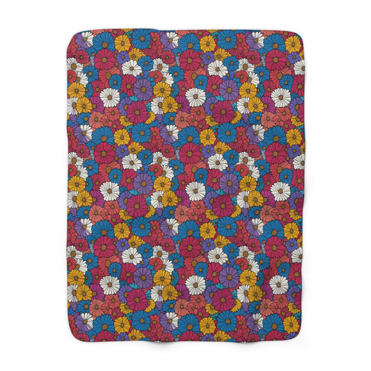 Vivid Bloom Sherpa Fleece Blanket