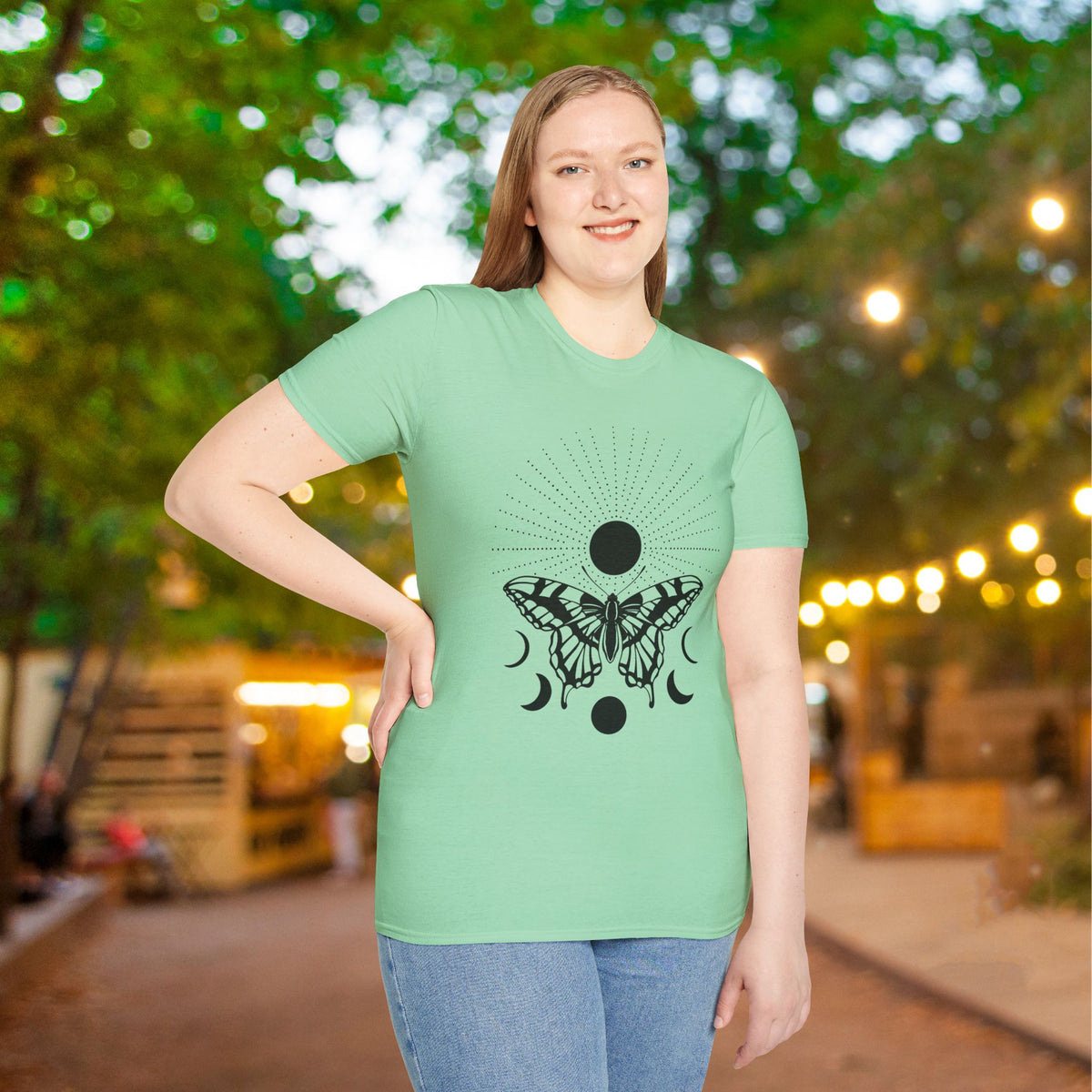 Butterfly w/Sun, Moon, & Stars Adult T-shirt