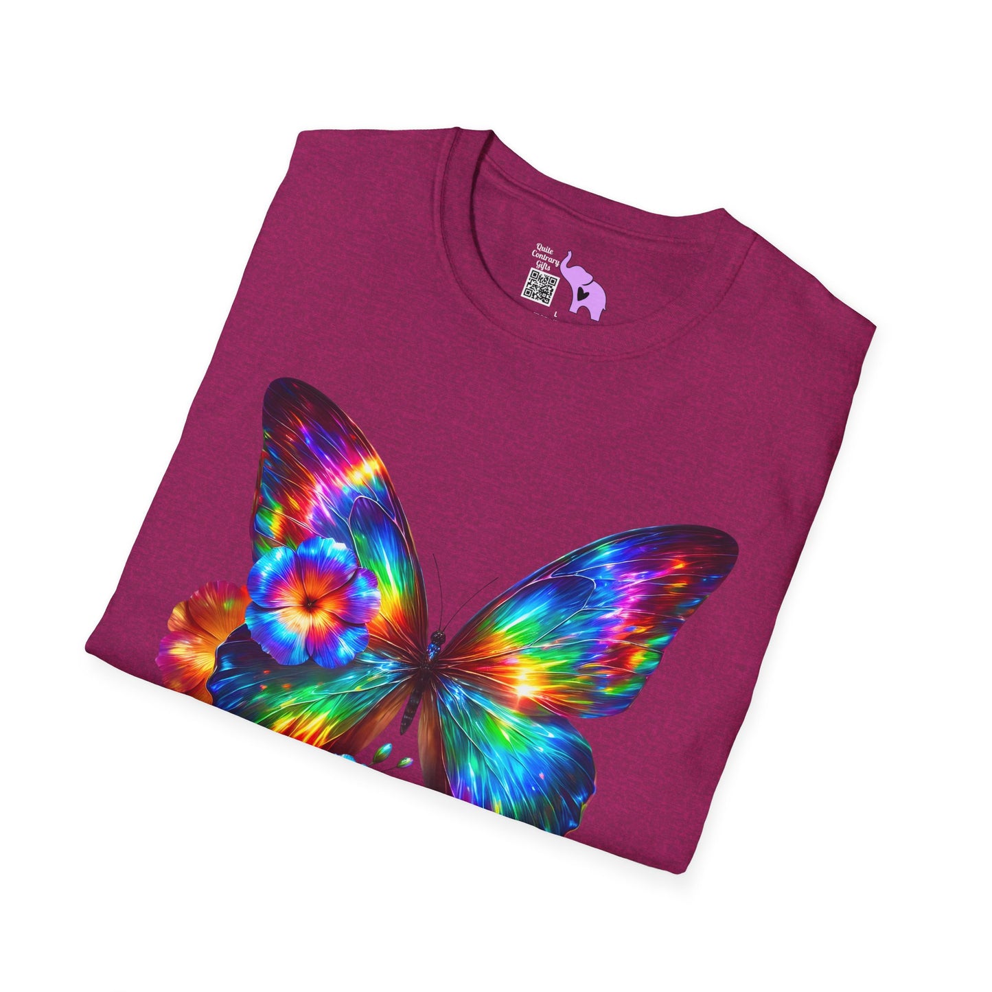 Colorful Butterfly & Flowers Adult T-shirt
