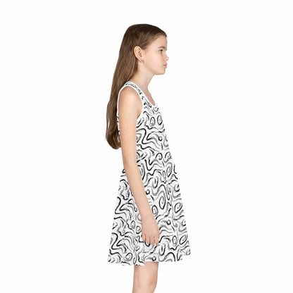 Grunge Scribbles Girls' Sleeveless Sundress