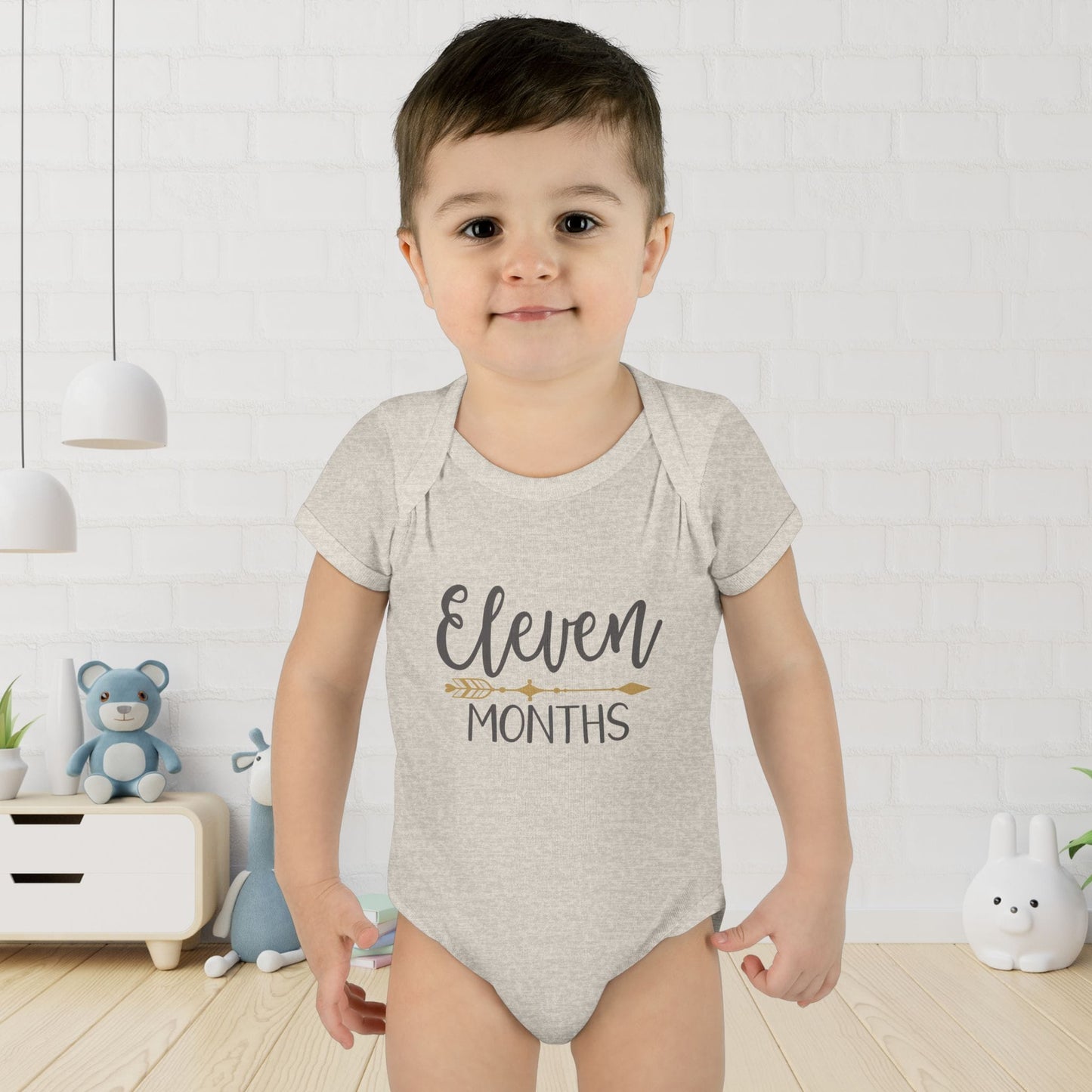 Golden Arrow Milestone Baby Bodysuit-Eleven Months